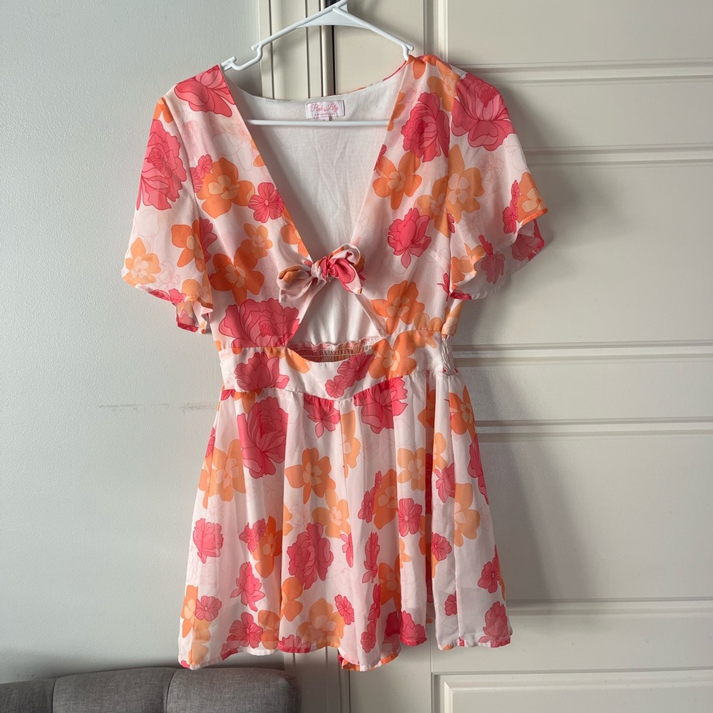 Pink Lily Floral Romper